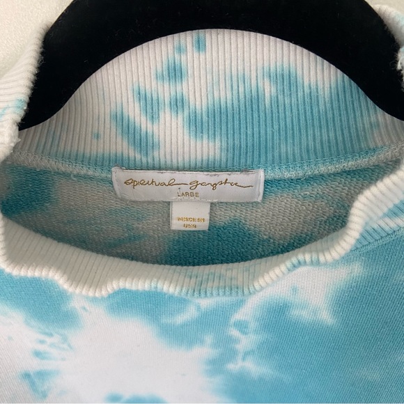 Spritual Gangster Mock Neck Tie Dye Sweatshirt in Blue and White size Large - Picture 7 of 8
